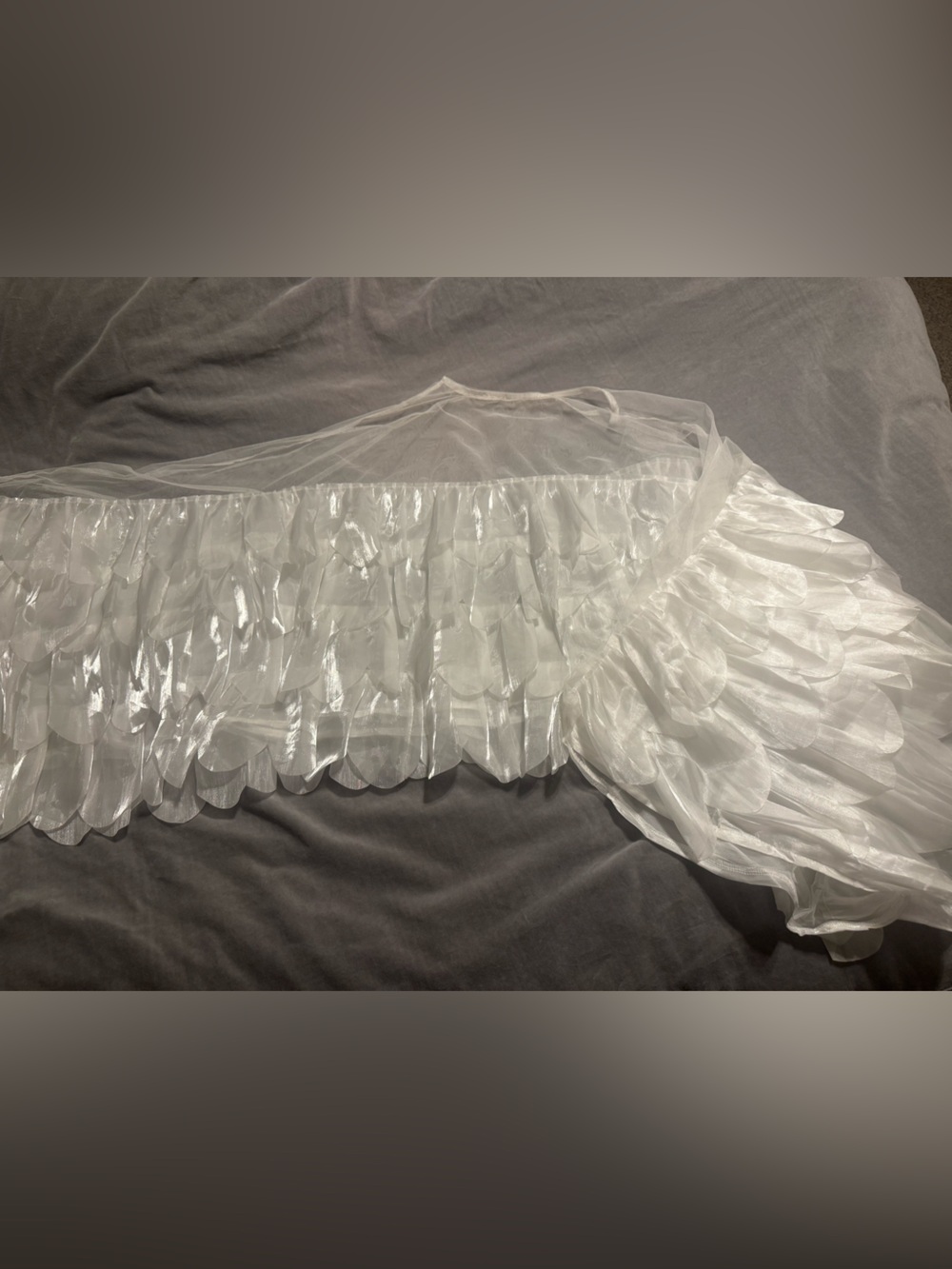 White Sheerish Ruffled Tulle Shimmer Blouse